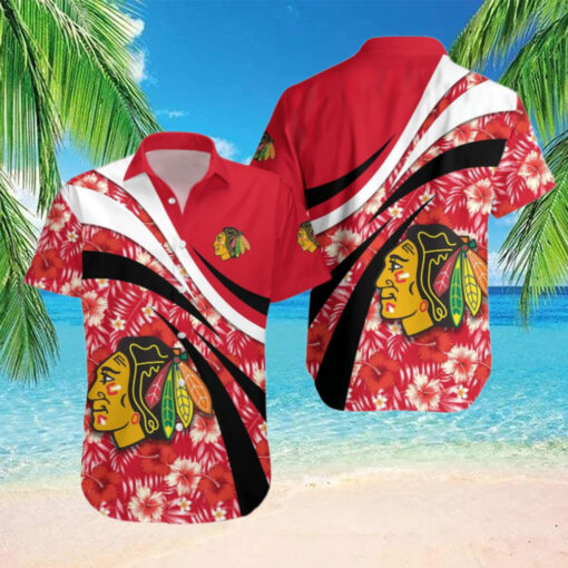 Chicago Blackhawks Tropical Floral Wave Hawaiian Shirt