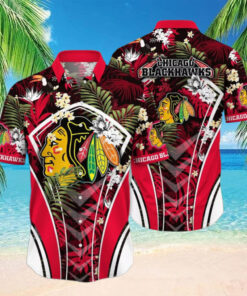 Chicago Blackhawks Tropical Gold Hawaiian Shirt