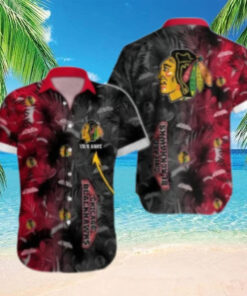 Chicago Blackhawks Tropical Noir Custom Hawaiian Shirt