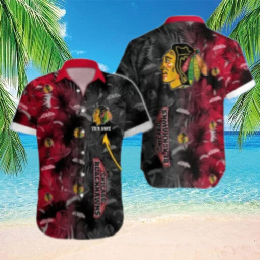 Chicago Blackhawks Tropical Noir Custom Hawaiian Shirt