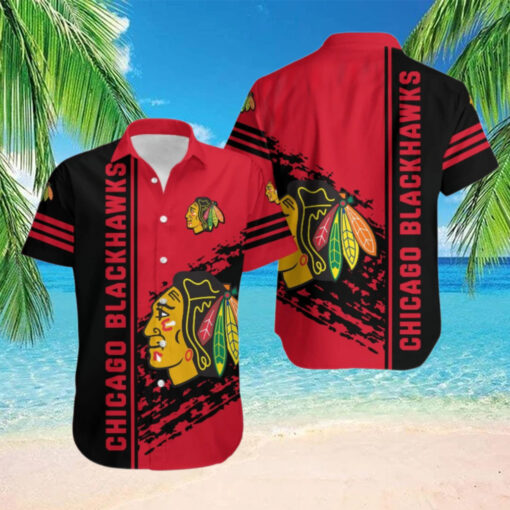 Chicago Blackhawks Urban Stripe Hawaiian Shirt