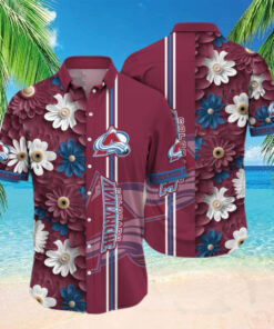 Colorado Avalanche Striped Floral Hawaiian Shirt