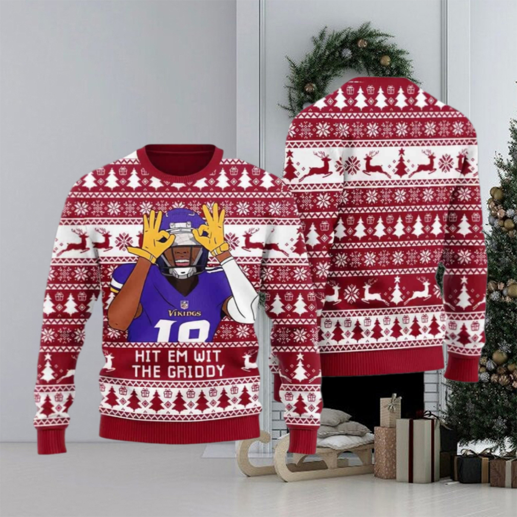 Justin Jefferson Hit Them With The Griddy Ugly Christmas Sweater Justin Jefferson Hit Them With The Griddy Ugly Christmas Sweater