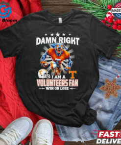 Damn right I am a Tennessee Volunteers fan win or lose 2024 2D T shirt