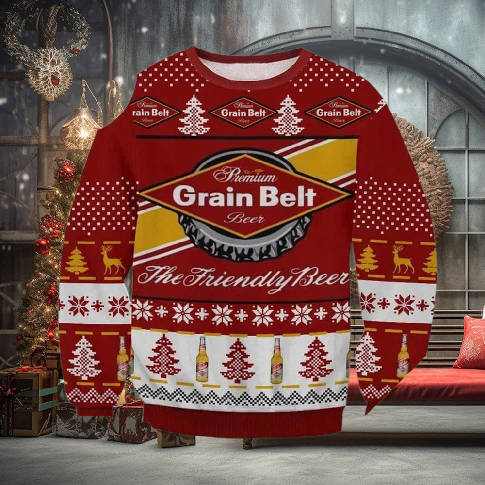 Grain Belt Beer The Friendly Beer 3D Xmas Funny 2023 Holiday Custom And Personalized Idea Knitting Pattern Ugly Christmas Sweater Grain Belt Beer The Friendly Beer 3D Xmas Funny 2023 Holiday Custom And Personalized Idea Knitting Pattern Ugly Christmas Sweater