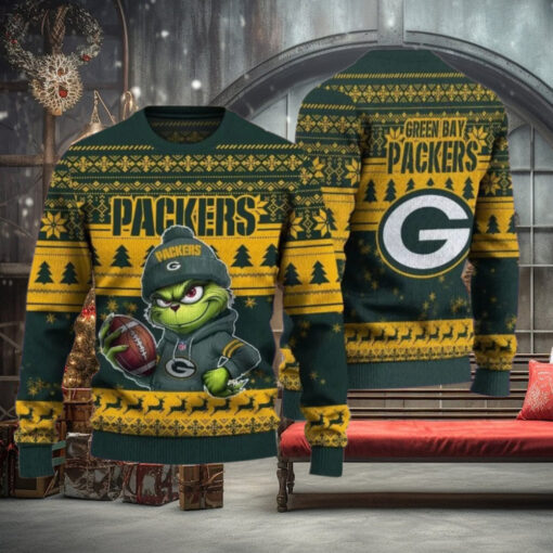 Grinch Green Bay Football Team Packerss Ugly Wool 2025 Sweater