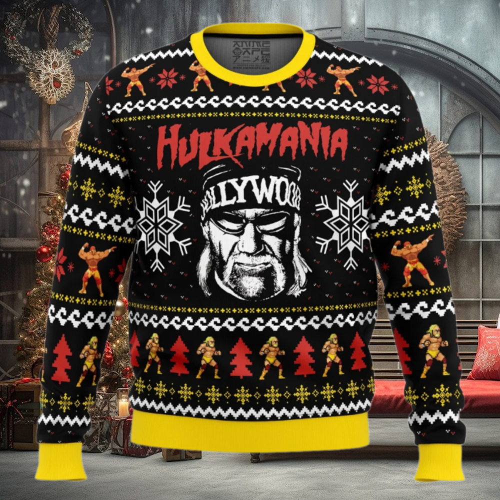 Hulkamania Hulk Hogan Ugly Christmas Sweater Hulkamania Hulk Hogan Ugly Christmas Sweater