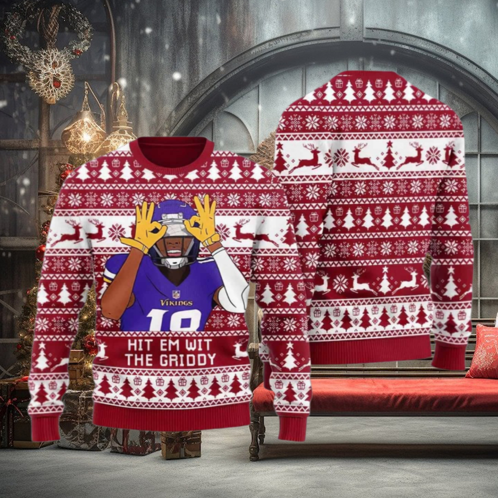 Justin Jefferson Hit Them With The Griddy Ugly Christmas Sweater Justin Jefferson Hit Them With The Griddy Ugly Christmas Sweater