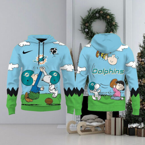 Miami Dolphins X Snoopy Peanuts 75th Anniversary Hoodie