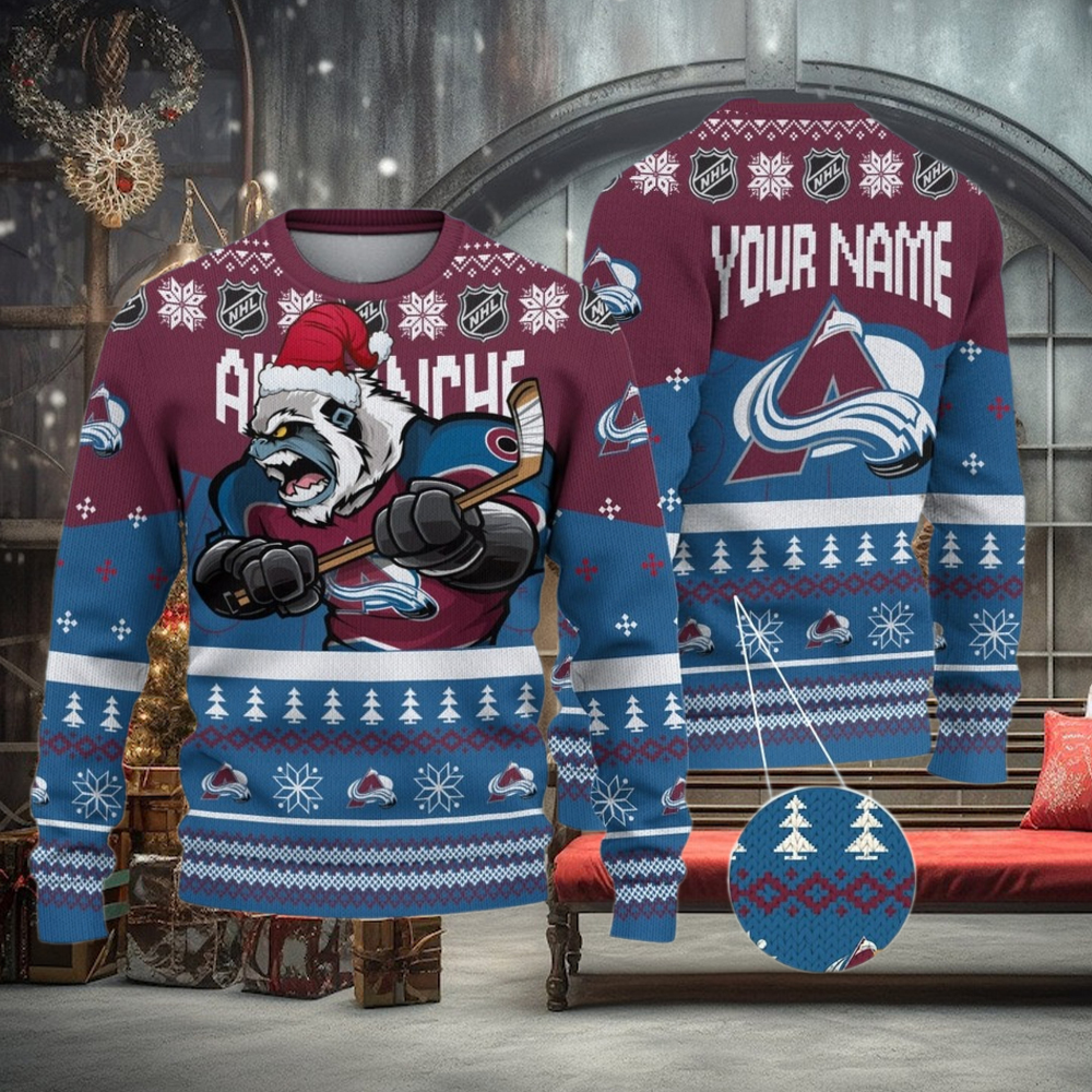NHL Colorado Avalanche Mascot Ugly Sweater For Christmas NHL Colorado Avalanche Mascot Ugly Sweater For Christmas