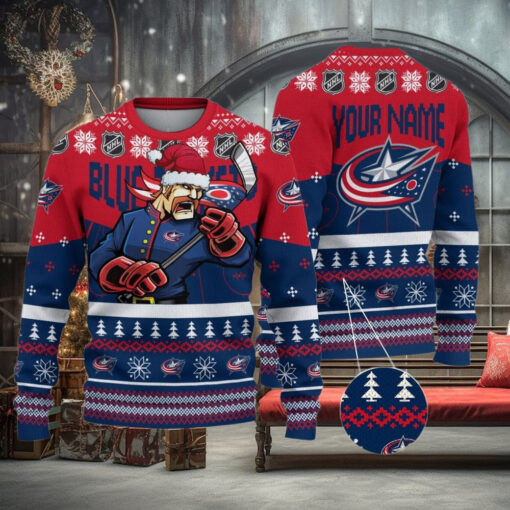 NHL Columbus Blue Jackets Mascot Ugly Sweater For Christmas