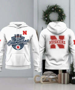 Nebraska Cornhuskers Pinstripe Bowl Celebration 2024 White Hoodie