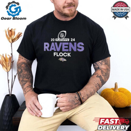 Official Baltimore Ravens Flock 2024 NFL Playoffs T Shirt