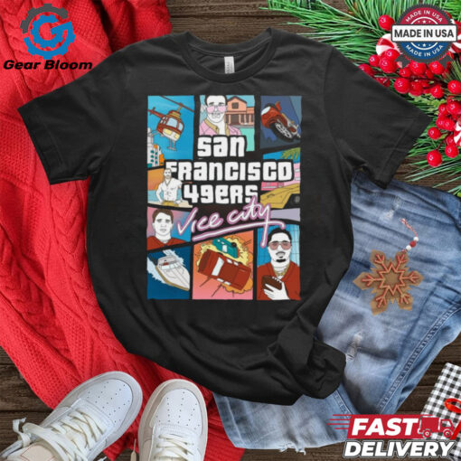 Official San Francisco 49ers Vice City Drawing the Niners Redemption Tour Day 106 Poster t shirt