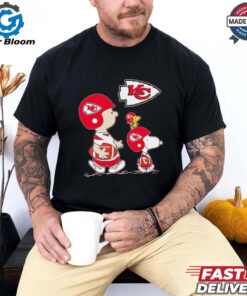 Peanuts characters Kansas City Chiefs football logo shirt