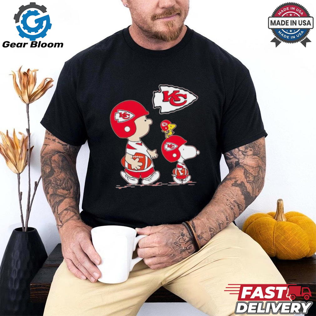 Peanuts characters Kansas City Chiefs football logo shirt Peanuts characters Kansas City Chiefs football logo shirt