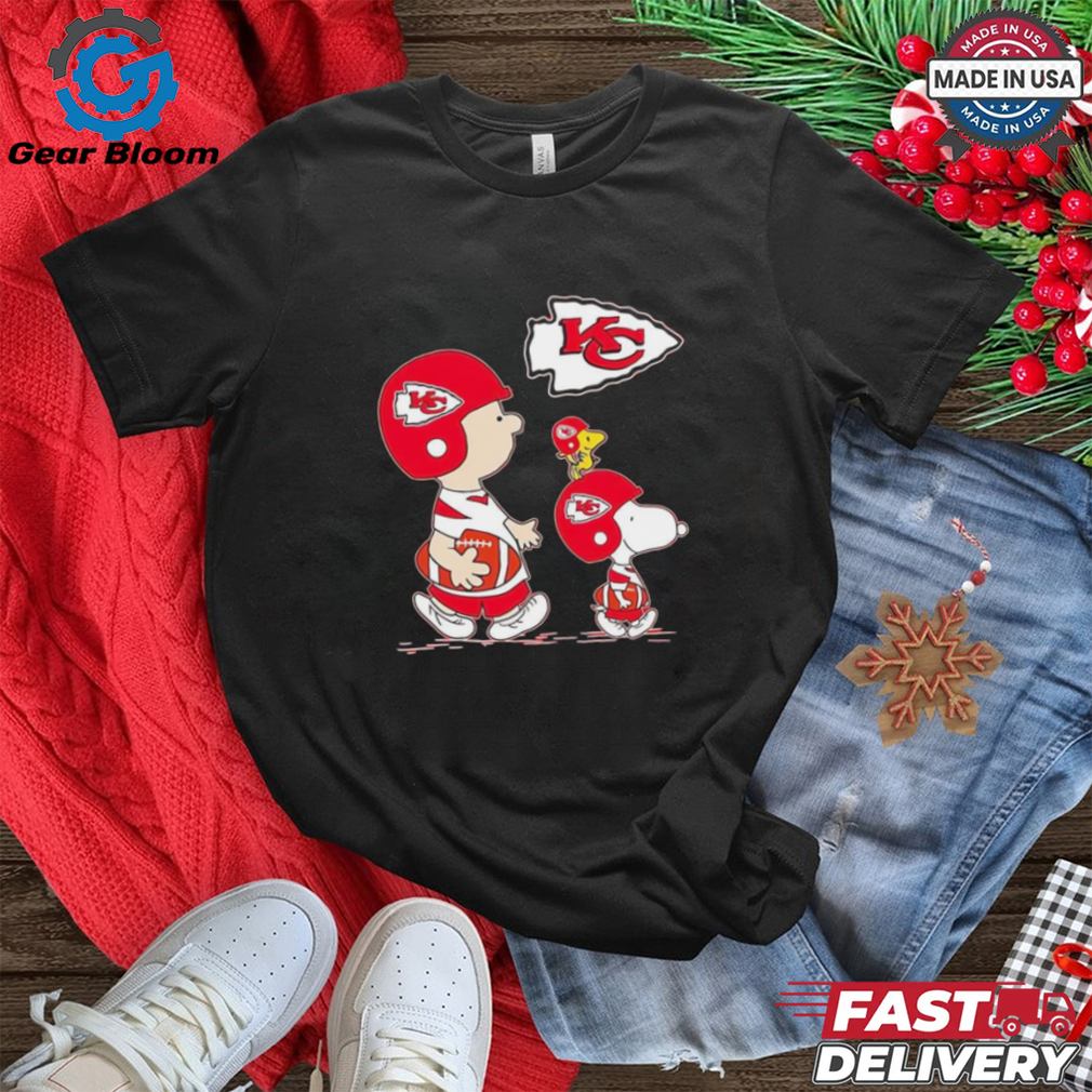 Peanuts characters Kansas City Chiefs football logo shirt Peanuts characters Kansas City Chiefs football logo shirt