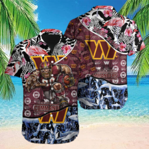 Personalized Washington Commanders Flamingo Ocean Hawaiian Shirt