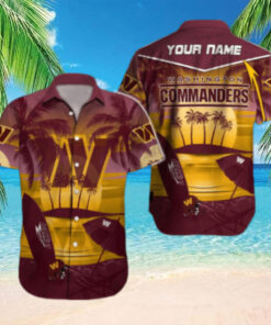 Personalized Washington Commanders Sunset Beach Hawaiian Shirt