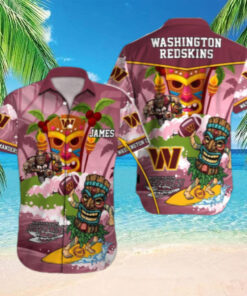 Personalized Washington Commanders Tiki Surf Hawaiian Shirt