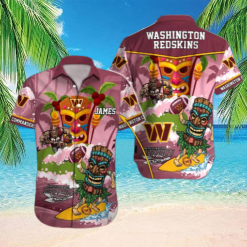 Personalized Washington Commanders Tiki Surf Hawaiian Shirt