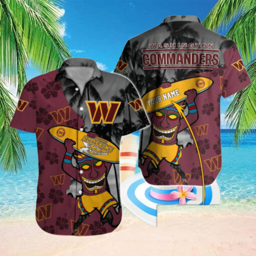 Personalized Washington Commanders Tropical Tiki Hawaiian Shirt