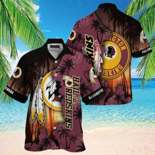 Personalized Washington Redskins Sunset Warrior Hawaiian Shirt