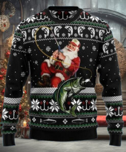 Santa Claus Fishing Funny Ugly Christmas Sweaters For Men