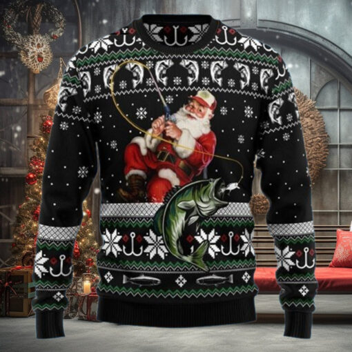 Santa Claus Fishing Funny Ugly Christmas Sweaters For Men