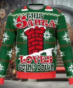 Santa Goes Down Funny Ugly Christmas Sweater