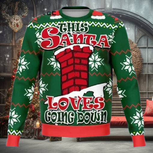 Santa Goes Down Funny Ugly Christmas Sweater