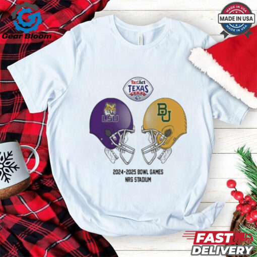 Texas Bowl NCAA 2024 2025 Bowl Games LSU Tigers vs Baylor Bears At NRG Stadium Skull Helmet Head To Head T Shirt