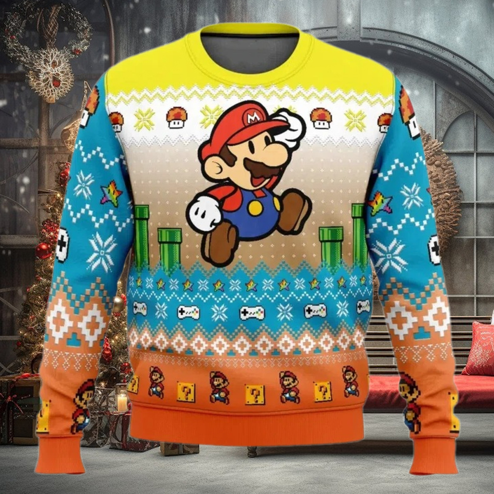 Ugly Christmas Sweater Mario Adventure of Mario Bros Ugly Christmas Sweater Mario Adventure of Mario Bros
