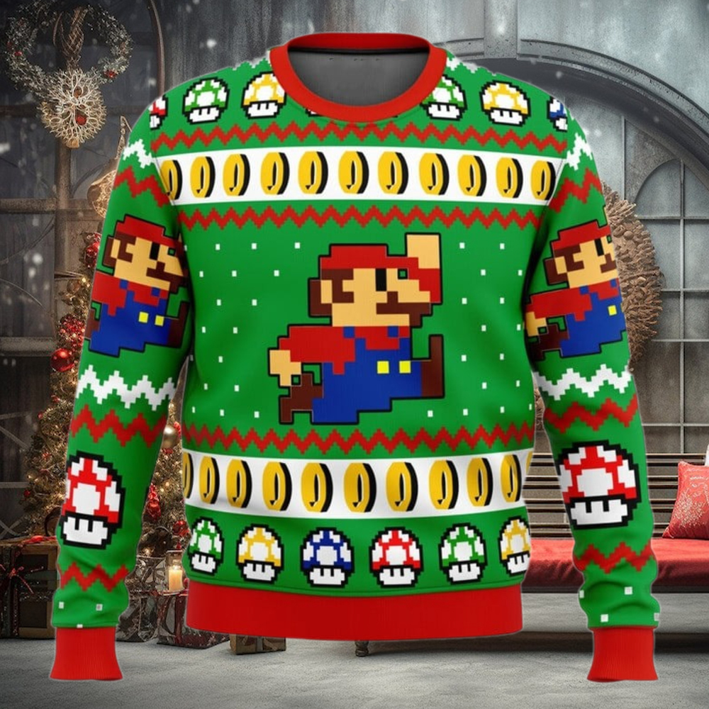 Ugly Christmas Sweater Mario Bros Jump Ugly Christmas Sweater Mario Bros Jump