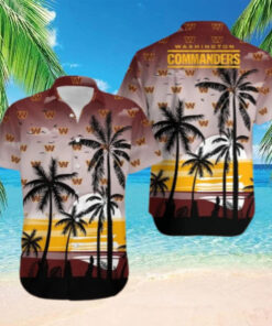 Washington Commanders Beach Sunset Hawaiian Shirt