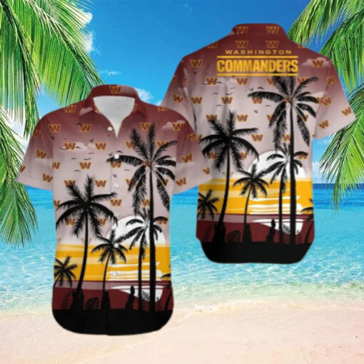 Washington Commanders Beach Sunset Hawaiian Shirt