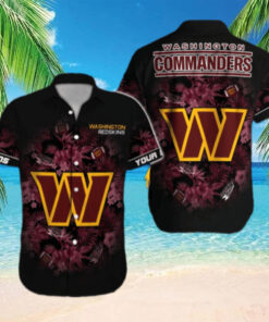 Washington Commanders Midnight Bloom Hawaiian Shirt