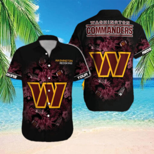 Washington Commanders Midnight Bloom Hawaiian Shirt