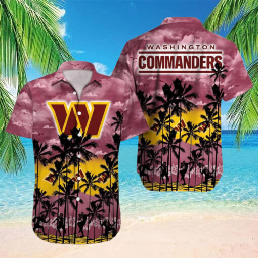 Washington Commanders Sunset Palm Hawaiian Shirt