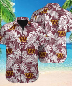 Washington Commanders Tropical Leaves Hawaiian Shirt