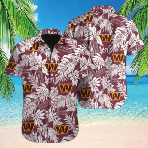 Washington Commanders Tropical Leaves Hawaiian Shirt