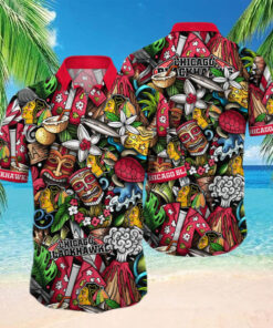 hicago Blackhawks Tiki Adventure Hawaiian Shirt