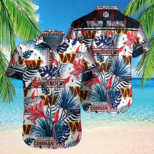 personalized Washington Commanders Tropical Bloom Hawaiian Shirt