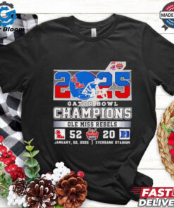 2025 Gator Bowl Champions Ole Miss Rebels helmet shirt