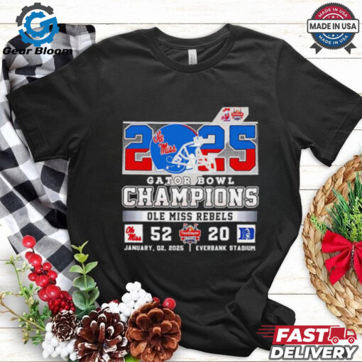 2025 Gator Bowl Champions Ole Miss Rebels helmet shirt