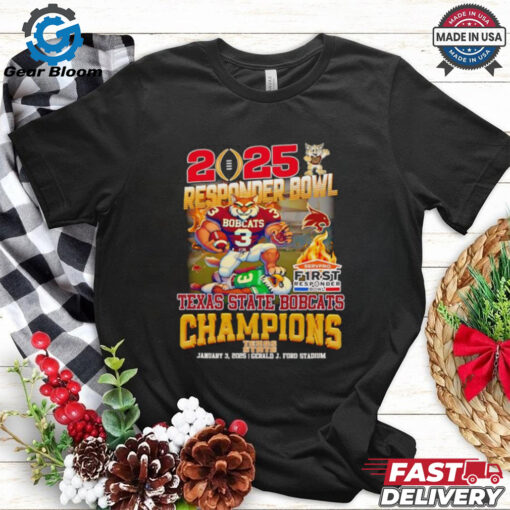 2025 Responder Bowl Texas State Bobcats Champions mascot shirt