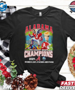 Alabama Crimson Tide Reliaquest Bowl Champions at Raymond James Stadium Shirt - Celebrate the Alabama Crimson Tide's victory at the Reliaquest Bowl held at Raymond James Stadium with exclusive championship apparel. Perfect for Alabama fans who want to showcase their pride in this exciting win!