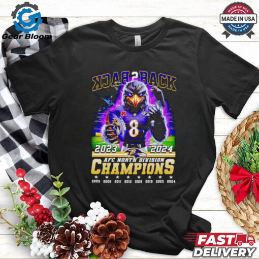 Back 2 back 2023 2024 AFC North Division Champions Baltimore Ravens mascot shirt