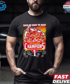 Back to back to back 24 25 Super Bowl Champions Kansas City Chiefs signatures shirt