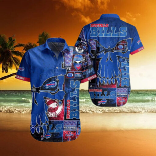 Buffalo Bills Blue Skull Hawaiian Shirt